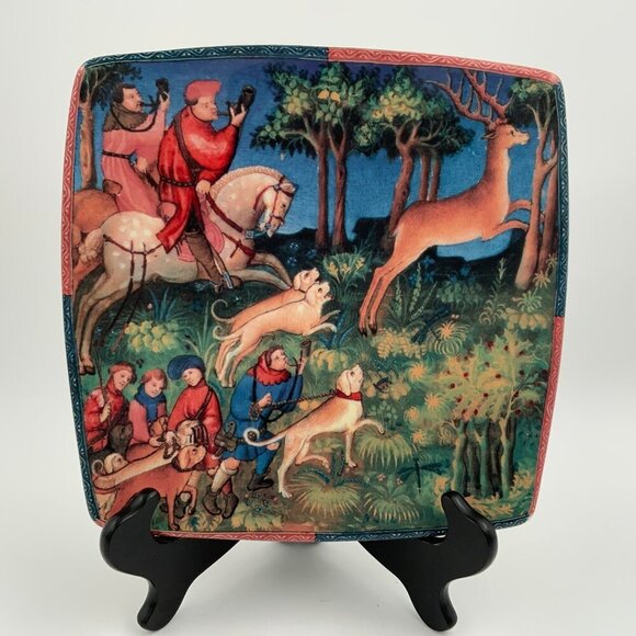 Custom Listing ICC Caccia Renaissance Scene Square Plate - Picture 1 of 6